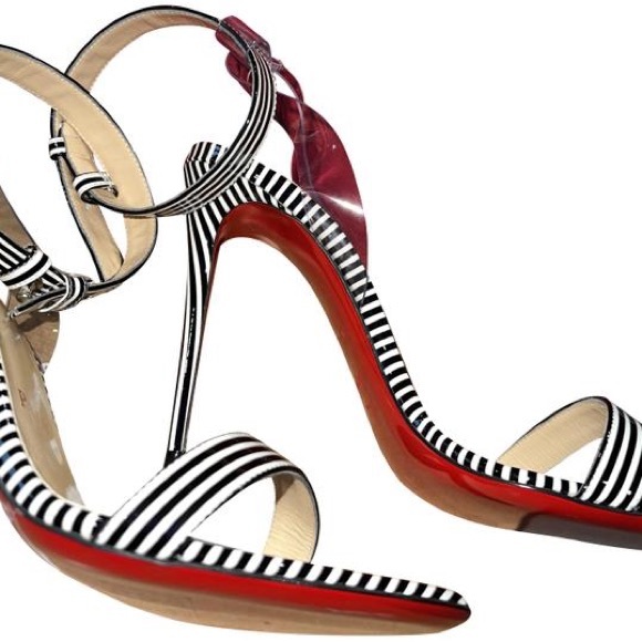 CHRISTIAN LOUBOUTIN Patent PVC Striped Illusion Jonatina 100 Sandals 41 - Picture 6 of 11